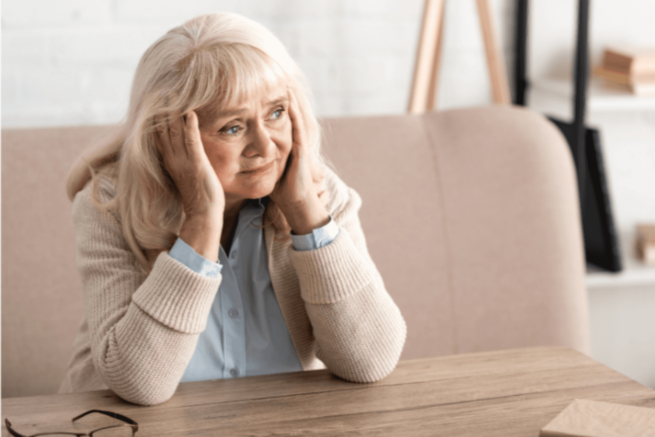 Anxious family carer feeling overwhelmed